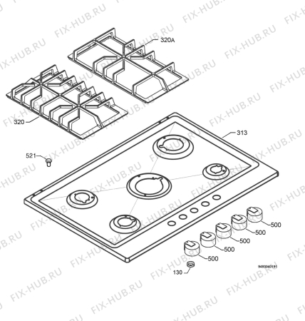 Взрыв-схема плиты (духовки) Electrolux EHG7822X - Схема узла Hob 271